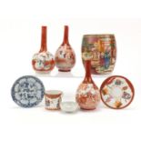 Chinese and Japanese ceramics including a Mandarin vase, blue and white dish and Kutani vases, the