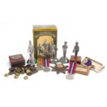 Militaria including buttons, pewter soldiers and medals : For Further Condition Reports Please visit