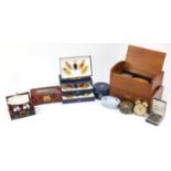 Miscellaneous items including a boxed set of French perfumes, a Chinese jewellery box and shoe