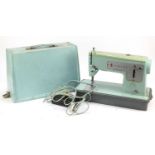 Vintage blue electric Singer sewing machine : For Further Condition Reports Please visit Our