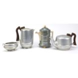 Picquot ware three piece teaset and one other teapot : For Further Condition Reports Please visit