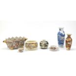 18th century and later Chinese and Japanese porcelain including a blue and white vase and Satsuma