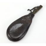 Military interest brown leather powder flask : For Further Condition Reports Please visit Our