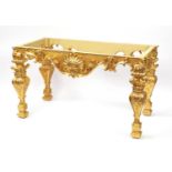 Ornately carved giltwood centre table, 80cm H x 140cm W x 71cm D :For Further Condition Reports