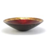 Red and gold foil glass fruit bowl, 42.5cm in diameter :For Further Condition Reports Please Visit