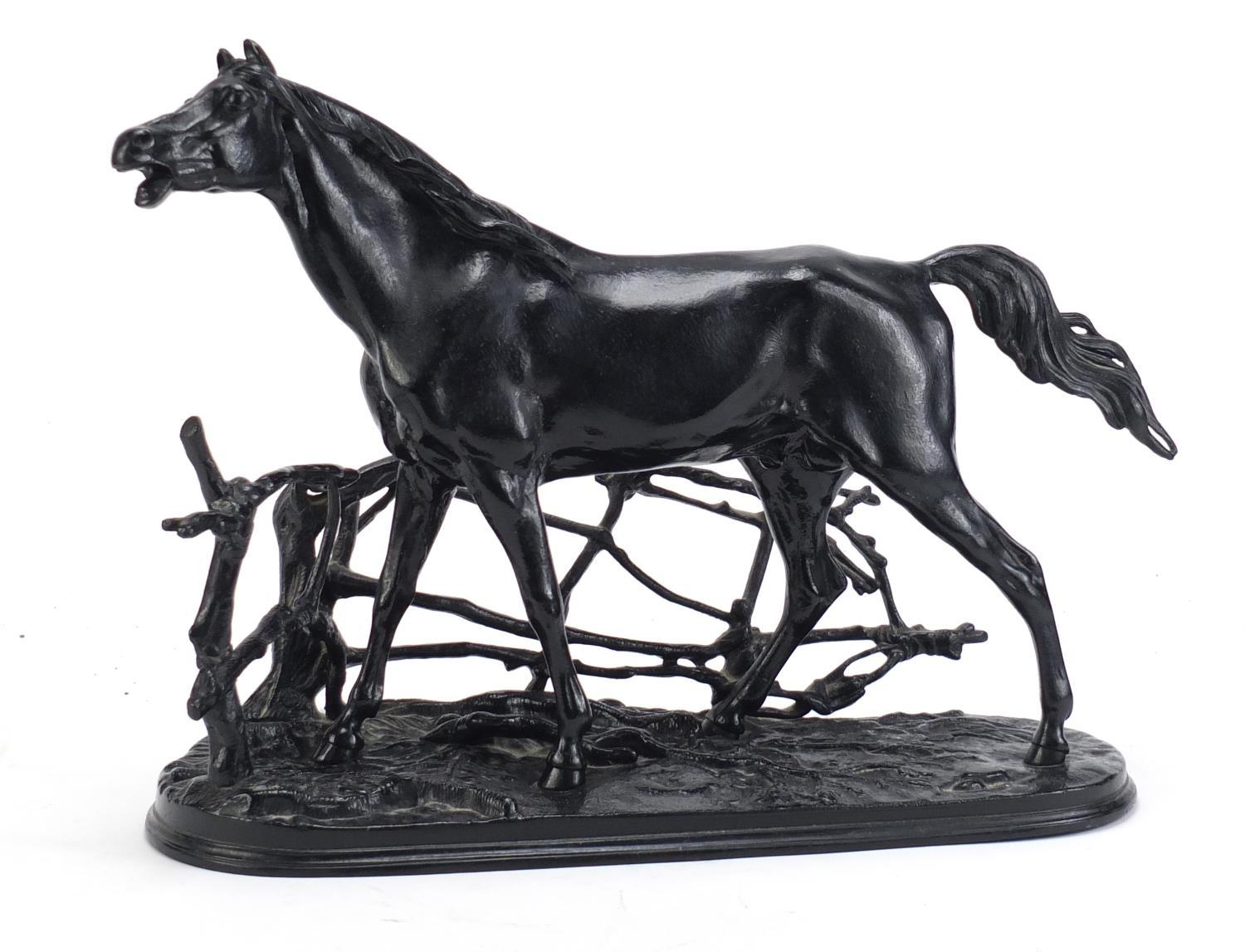 Russian painted metal study of a standing horse, 41cm in length :For Further Condition Reports