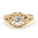 9ct gold cuzic zirconia solitaire ring, size Q, 2.5g :For Further Condition Reports Please Visit Our