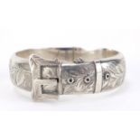 Victorian design silver bangle in the form of a buckle, Q P Birmingham 1990, 35.2g :For Further