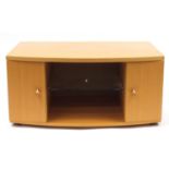 Beech side cabinet with a pair of cupboard doors by John Coyle, 46cm H x 95cm W x 61cm D :For