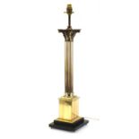 Brass Corinthian column table lamp, 73.5cm high, :For Further Condition Reports Please Visit Our