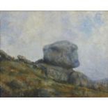 W Donald Angier - Rock formation, oil on canvas, mounted and framed, 49cm x 39.5cm :For Further