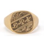 9ct gold signet ring, size U, 9.0g :For Further Condition Reports Please Visit Our Website,