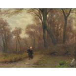 Attributed to Thomas Robertson - A Surrey lane, oil on canvas, laid on board, label verso, mounted