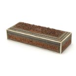 Anglo-Indian sandalwood sadeli ware glove box, 7cm H x 29.5cm W x 11.5cm D :For Further Condition