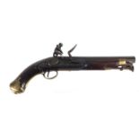 George III military walnut tower flintlock holster pistol, the side plate stamped Tower GR, 40.5cm