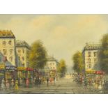 Parisian street scene, oil on canvas, mounted and framed, 38.5cm x 29cm :For Further Condition