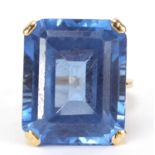 Large unmarked gold blue stone ring (tests as 9ct gold), size N, 13.5g :For Further Condition