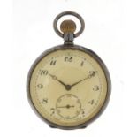 Gentlemen's silver open face pocket watch with subsidiary dial, 46mm in diameter :For Further