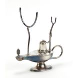Silver plated brandy warmer in the form of a genie lamp, 19cm high :For Further Condition Reports