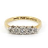 18ct gold diamond five stone ring size K, 2.2g :For Further Condition Reports Please Visit Our