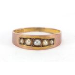 Victorian 9ct gold seed pearl ring, size R, Birmingham 1894, 2.2g :For Further Condition Reports