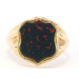 Victorian 15ct gold bloodstone signet ring, size O, 7.4g :For Further Condition Reports Please Visit