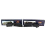 Two Bachmann Branchline 00 gauge locomotives with boxes comprising CRAB 42765 and Standard 4MT 75063