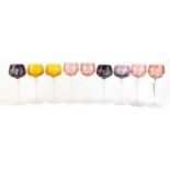 Nine Bohemian flashed cut wine glasses, each 19.5cm high :For Further Condition Reports Please Visit