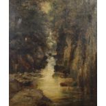 Attributed to William Took - Waterfall through woodland, 19th century oil on canvas, 74.5cm x 62.5cm