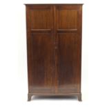 Mahogany two door wardrobe with shelf space, 184cm H x 107cm W x 53cm D :For Further Condition