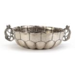 Iranian unmarked silver twin handled dish, 18cm wide, 200g :For Further Condition Reports Please