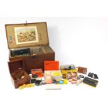 Vintage trunk housing mostly cameras, accessories and binoculars including Rollei :For Further