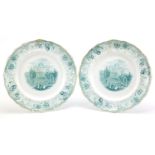Two Victorian opaque china White House plates, 28cm in diameter :For Further Condition Reports