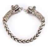 Chinese silver coloured metal dragon bracelet, 20.5cm in length :For Further Condition Reports