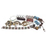 Costume jewellery including a Middle Eastern silver coloured metal necklace set with cabochon stones