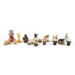 Model animals and figures including a Beswick Siamese cat, Goebel monk, Sylvac horse and