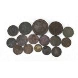 Antique British and world coinage and tokens including a cartwheel twopence :For Further Condition