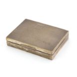 Art Deco silver cigarette box with hinged lid, London 1934, 11.5cm wide, 194.8g :For Further