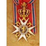 Norwegian military World War II gold and enamel Order of St Olaf Knights Cross, First Class,