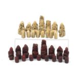 Chinese ivory style part chess set, largest piece 11.5cm high :For Further Condition Reports