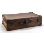 Vintage brown leather briefcase, 46cm wide :For Further Condition Reports Please Visit Our