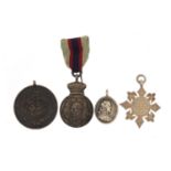 Silver items including a Connaught medal and two boxing medals :For Further Condition Reports Please