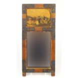 Miniature gilt painted mirror decorated with dancing figures, 38cm x 17.5cm :For Further Condition