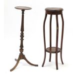 Two mahogany plant stands, one with under tier, the largest 98cm high :For Further Condition Reports