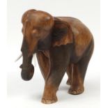 Large carved wood model elephant, 41cm high :For Further Condition Reports Please Visit Our Website,