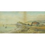 Coastal scene, Victorian watercolour, mounted and framed, 35cm x 17cm :For Further Condition Reports