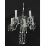 Good crystal five branch wall sconce some drops marked Waterford, 74cm high :For Further Condition