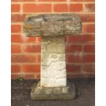 Stoneware garden birdbath, 52cm high :For Further Condition Reports Please Visit Our Website,