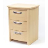 Contemporary light wood three drawer chest, 75cm H x 58cm W x 48cm D :For Further Condition