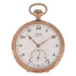 Gentleman's 800 grade silver Tissot open face pocket watch with subsidiary dial, the movement